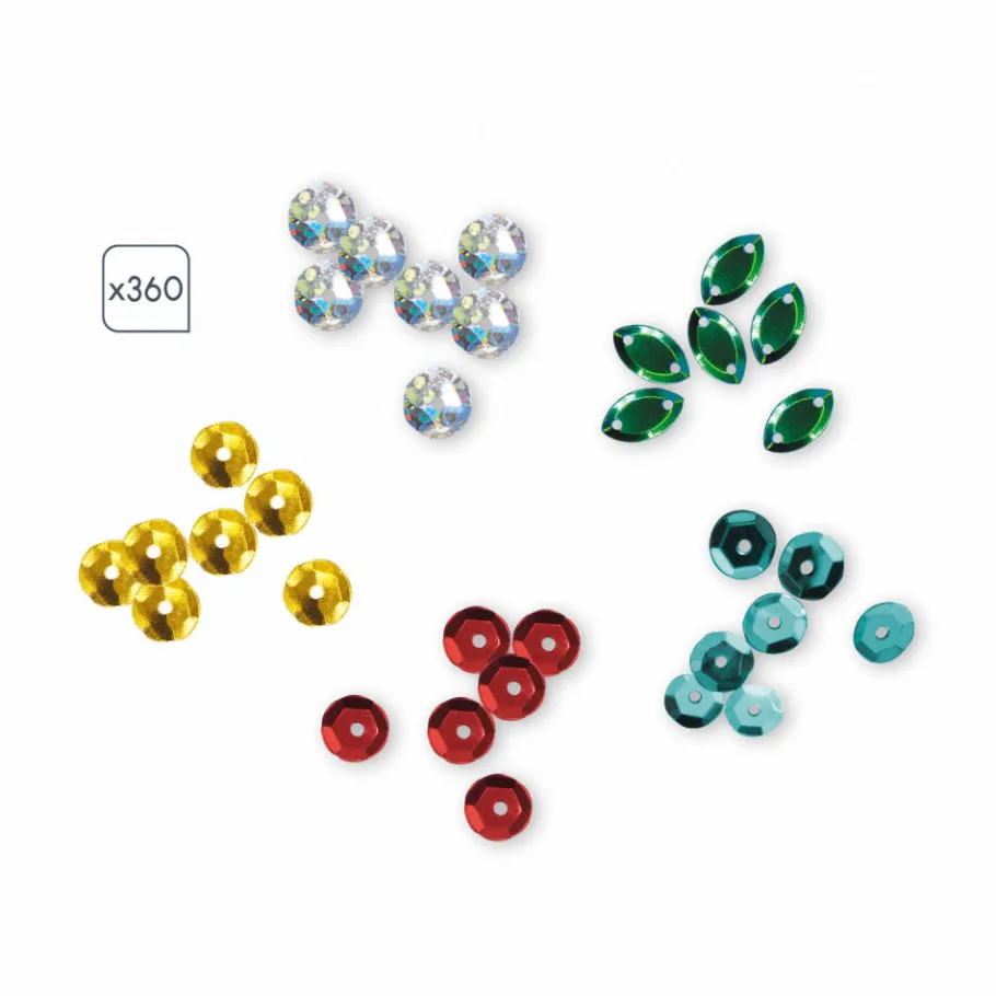 Janod Coffret Créatif Sequins à Coller Dragons* Sable, Paillettes, Dorure & Strass|Collection "Les Ateliers Du Calme"