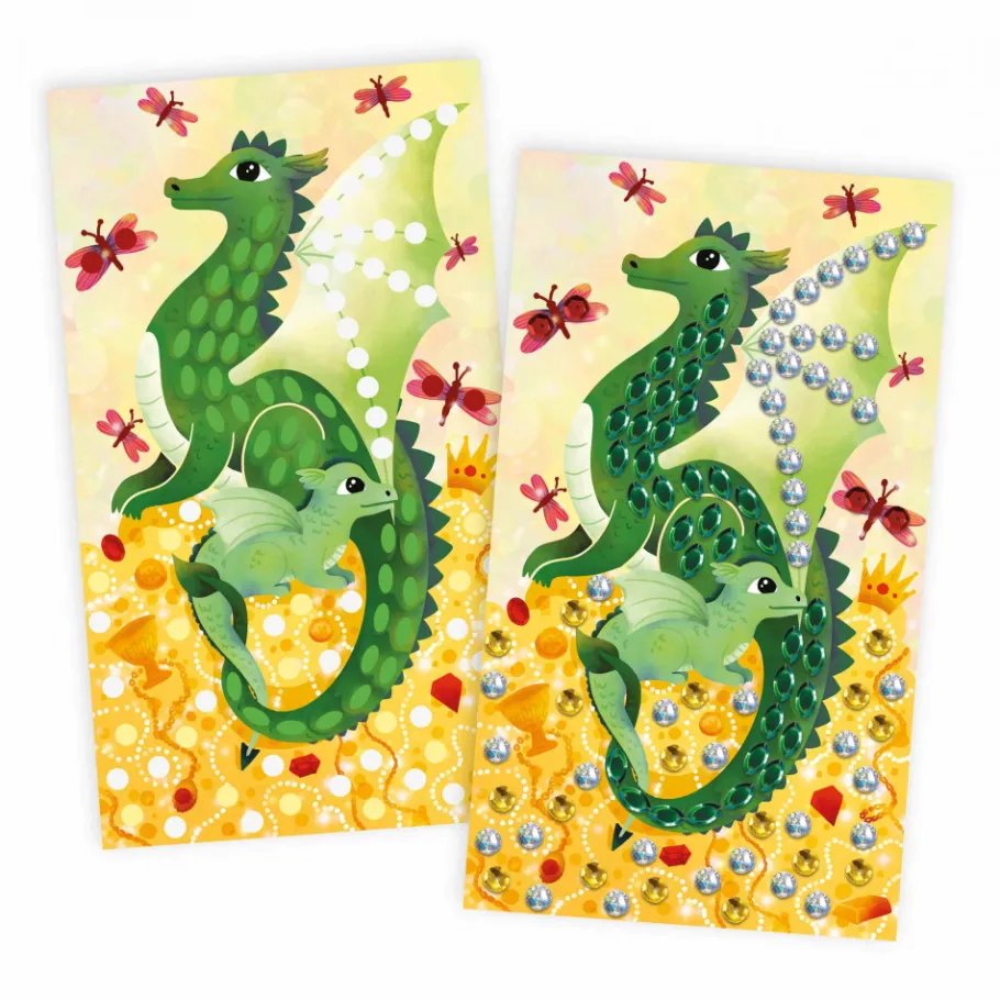 Janod Coffret Créatif Sequins à Coller Dragons* Sable, Paillettes, Dorure & Strass|Collection "Les Ateliers Du Calme"