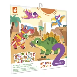 Janod Coffret Créatif Stickers Epais Repositionnables Dinos - 2 ans* Mosaïques & Gommettes