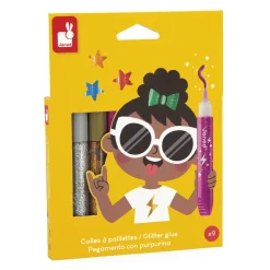 Janod Colle à Paillettes x9 tubes* Peinture Par Numéro & Coloriage|Tampons & Papeterie