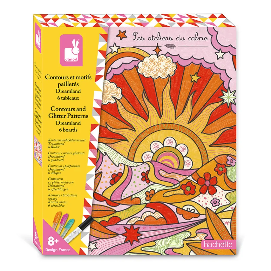 Janod Contours Et Motifs Pailletés Dreamland* Peinture Par Numéro & Coloriage|Collection "Les Ateliers Du Calme"