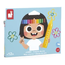 Janod Crayons de Cire x12* Peinture Par Numéro & Coloriage