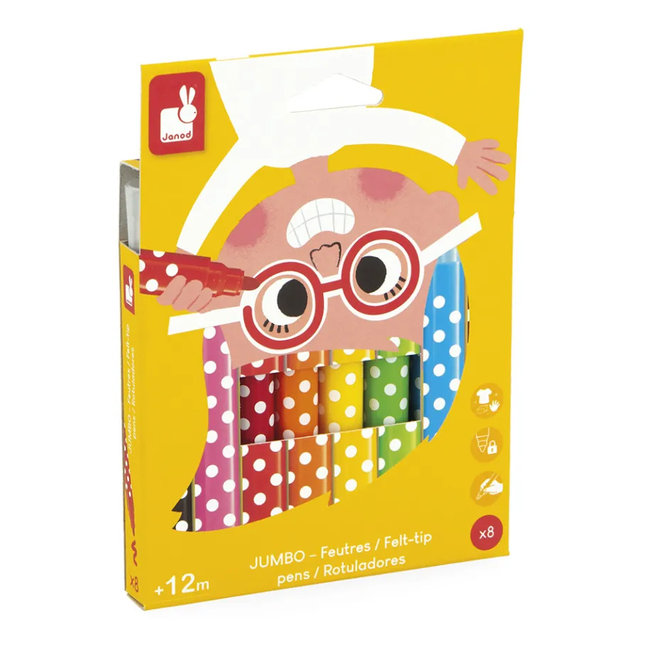 Janod Feutres Jumbo x8* Peinture Par Numéro & Coloriage