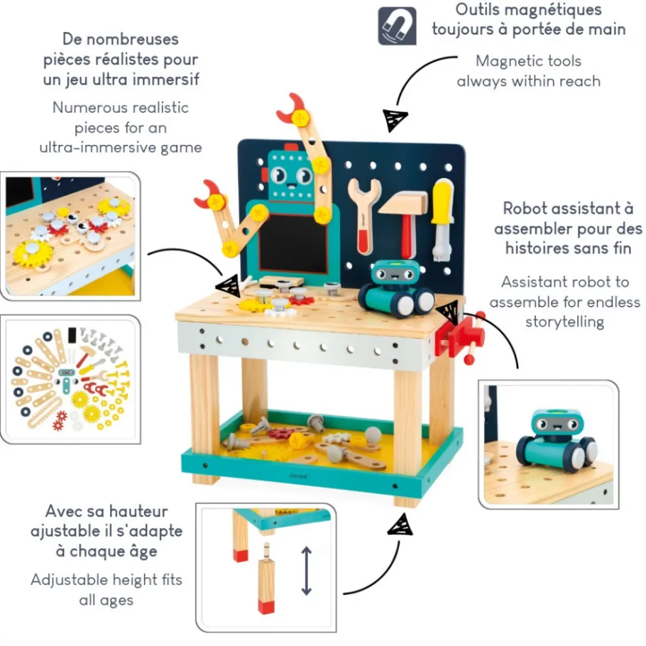 Janod Grand Établi Robot Brico'Kids* Établis, Outils & Bricolage