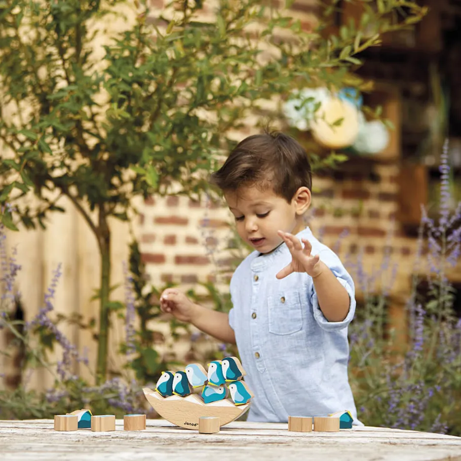 Janod Jeu Basculo Manchots en bois - Partenariat WWF®* Jeux D'Équilibre|Jeux Éducatifs Primaire