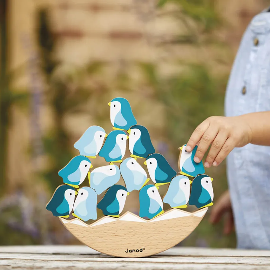 Janod Jeu Basculo Manchots en bois - Partenariat WWF®* Jeux D'Équilibre|Jeux Éducatifs Primaire