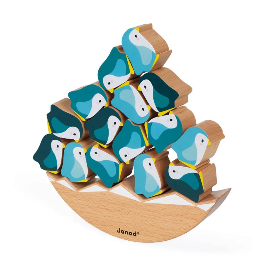 Janod Jeu Basculo Manchots en bois - Partenariat WWF®* Jeux D'Équilibre|Jeux Éducatifs Primaire
