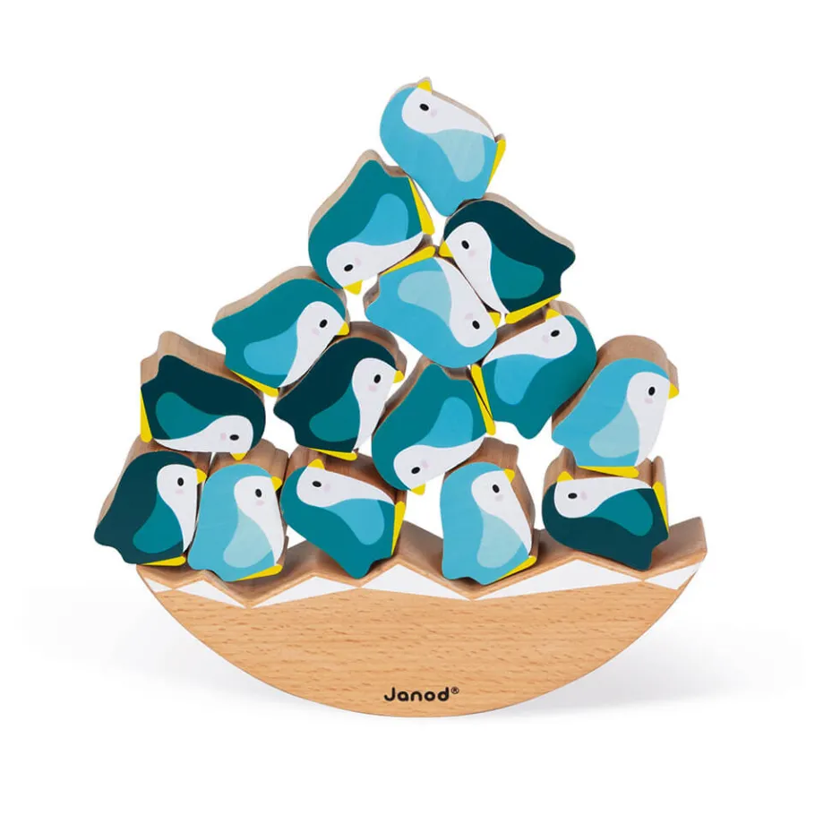 Janod Jeu Basculo Manchots en bois - Partenariat WWF®* Jeux D'Équilibre|Jeux Éducatifs Primaire