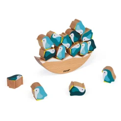 Janod Jeu Basculo Manchots en bois - Partenariat WWF®* Jeux D'Équilibre|Jeux Éducatifs Primaire