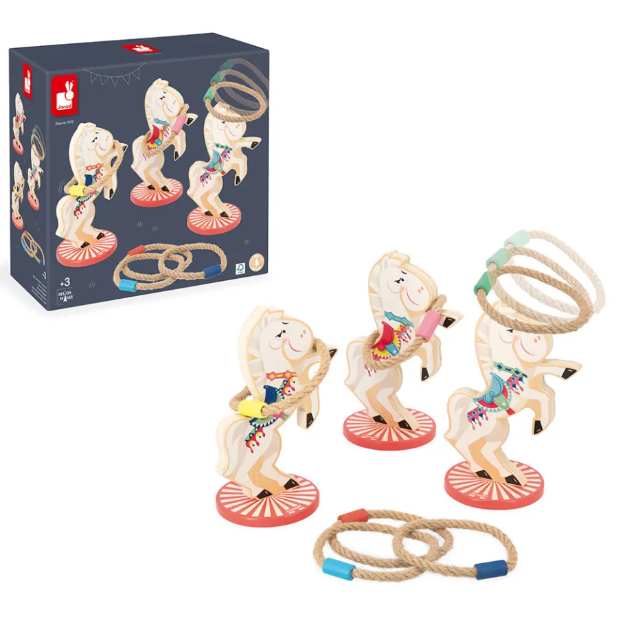 Janod Jeu de Lancer d'Anneaux Chevaux Applepop* Jeux De Lancer