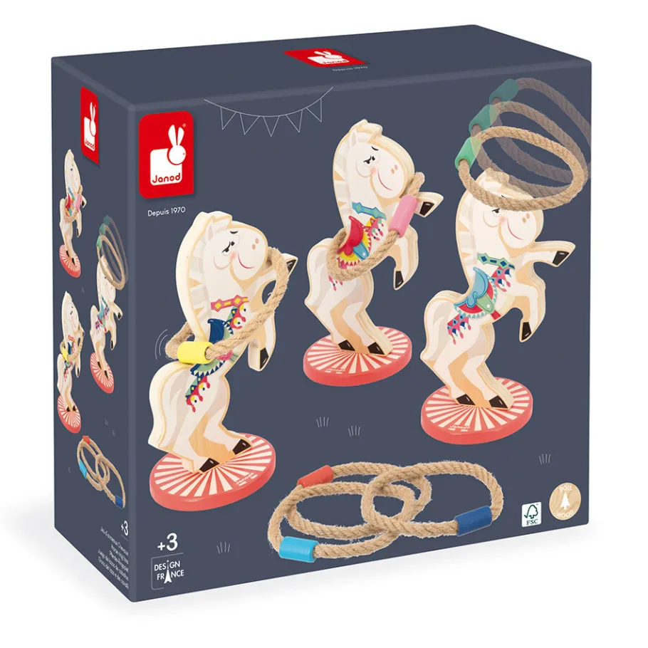 Janod Jeu de Lancer d'Anneaux Chevaux Applepop* Jeux De Lancer