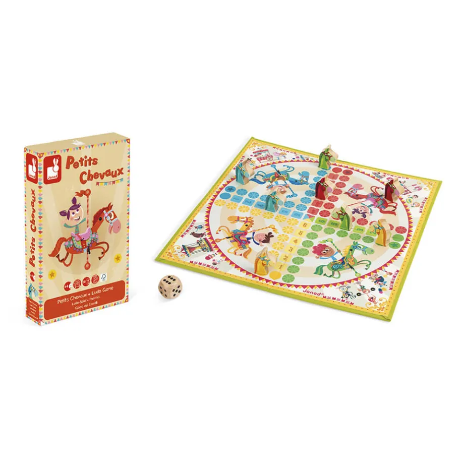 Janod Jeu de petits chevaux carrousel (bois et carton)* Jeux De Parcours