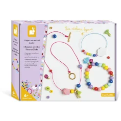 Janod Kit Créatif - 3 Bijoux Arc-En-Ciel à Créer* Collection "Les Ateliers Bijoux" & Les Perles