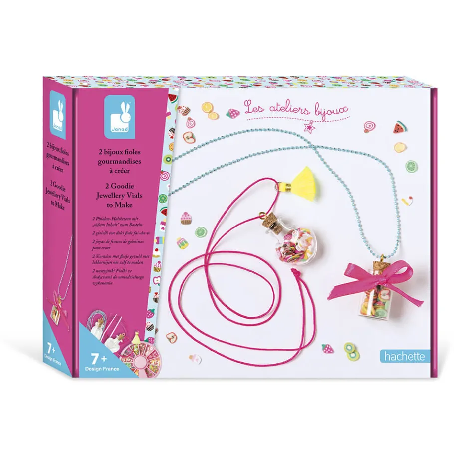 Janod Kit Créatif - 2 Bijoux Fioles Gourmandises à Créer* Collection "Les Ateliers Bijoux" & Les Perles