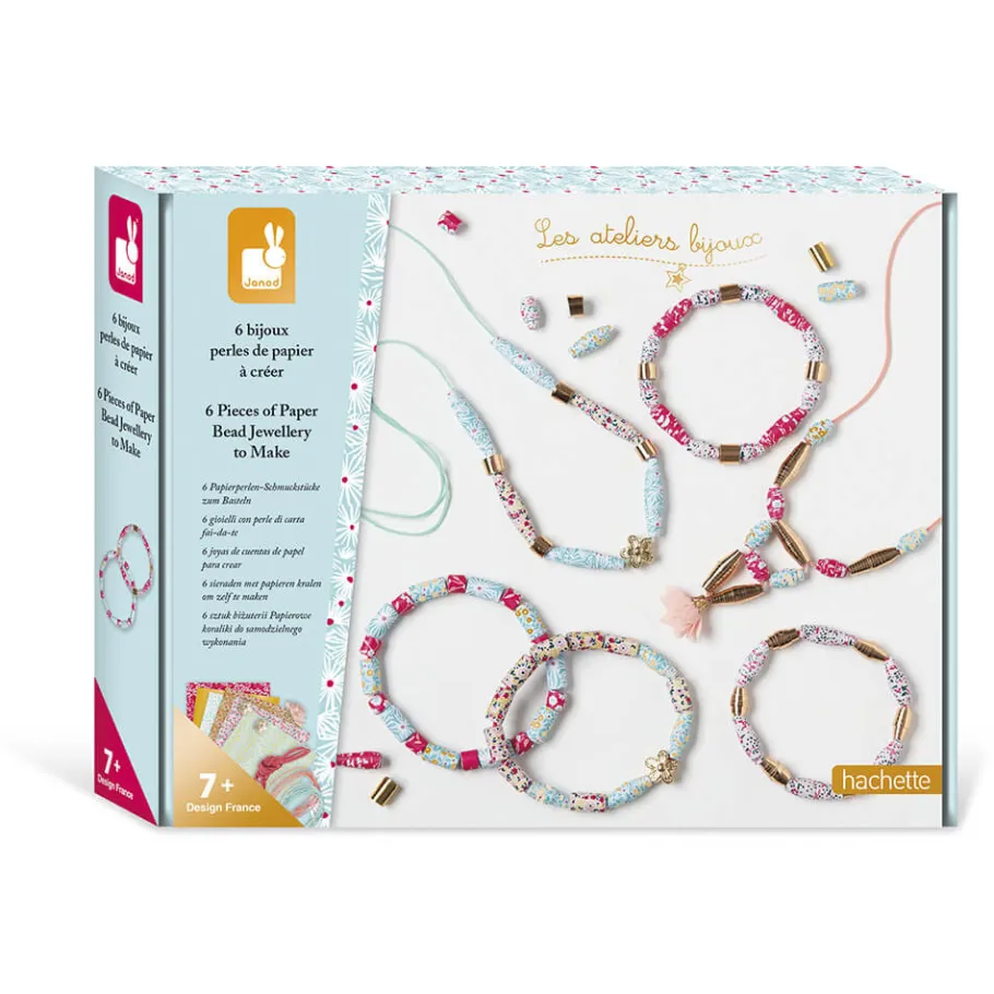 Janod Kit Créatif - 6 bijoux Perles de Papier à Créer* Collection "Les Ateliers Bijoux" & Les Perles