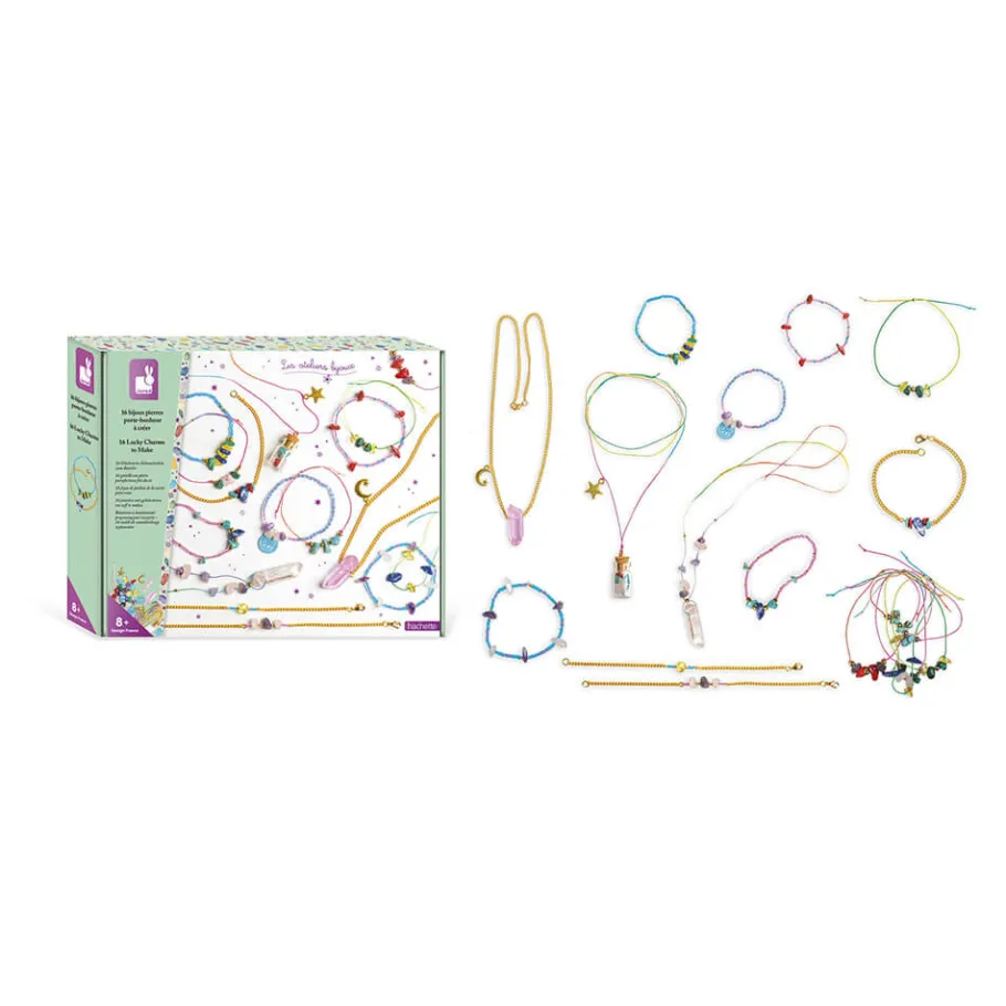 Janod Kit Créatif - 16 Bijoux Pierre Porte-Bonheur à Créer* Collection "Les Ateliers Bijoux" & Les Perles