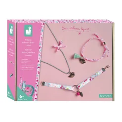 Janod Kit Créatif - 3 Bijoux Rubans à Fleurs à Créer* Collection "Les Ateliers Bijoux" & Les Perles