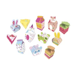 Janod Kit Créatif - 12 Boîtes en Papier Kawaii à Créer* Créations 3D|Collection 
