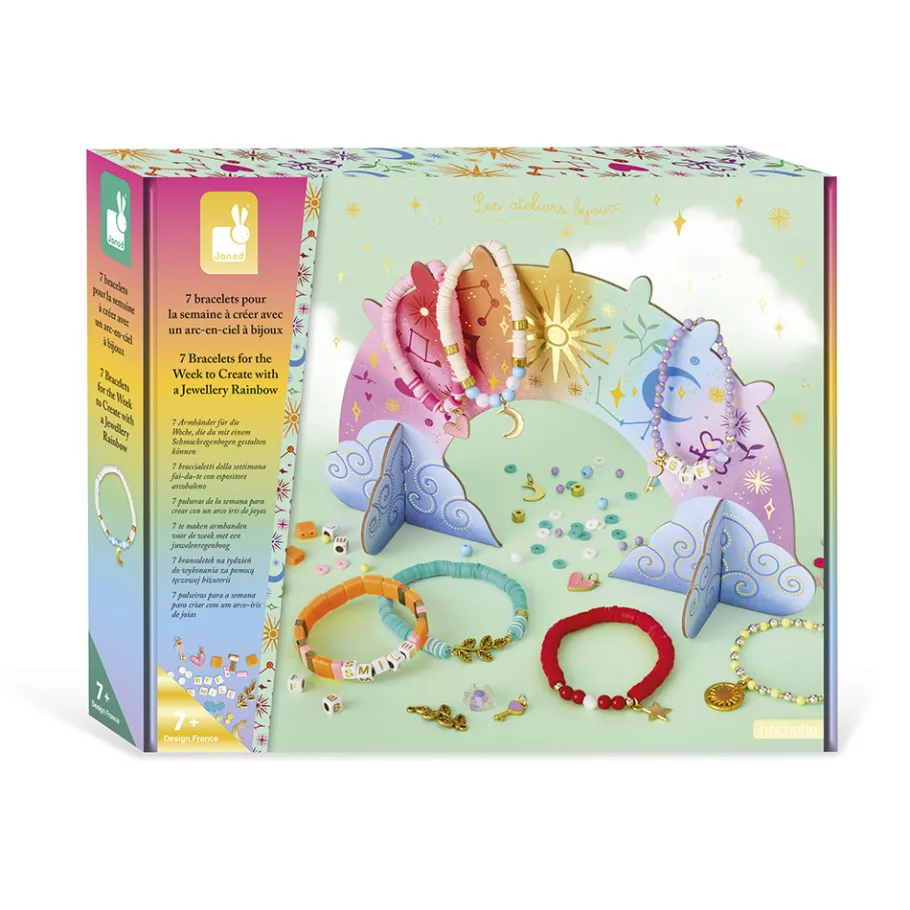 Janod Kit Créatif - 7 Bracelets pour la Semaine à Créer* Collection "Les Ateliers Bijoux" & Les Perles