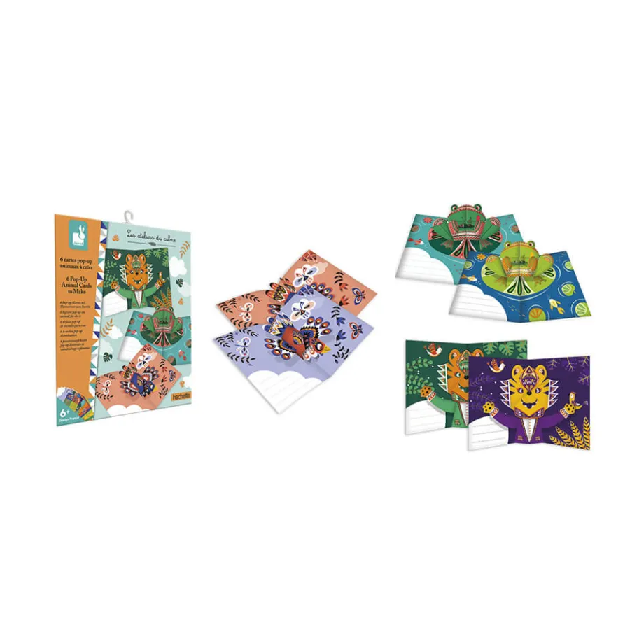 Janod Kit Créatif - 6 Cartes Pop-Up Animaux à Créer* Créations 3D|Tampons & Papeterie