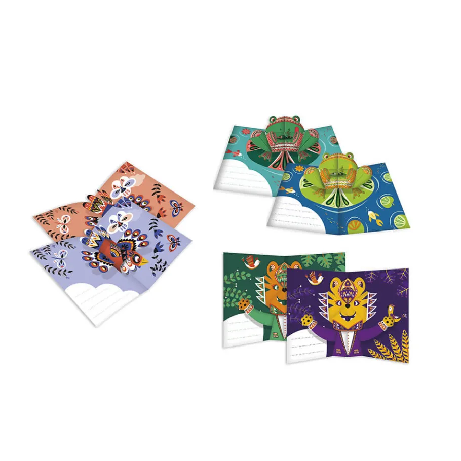 Janod Kit Créatif - 6 Cartes Pop-Up Animaux à Créer* Créations 3D|Tampons & Papeterie