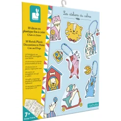 Janod Kit Créatif - 10 Décos en Plastique Fou Chats et Chiens à Créer* Créations 3D|Collection "Les Ateliers Du Calme"