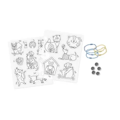Janod Kit Créatif - 10 Décos en Plastique Fou Chats et Chiens à Créer* Créations 3D|Collection 