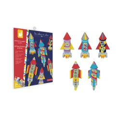 Janod Kit Créatif - 10 Fusées en Papier à Créer* Créations 3D|Tampons & Papeterie