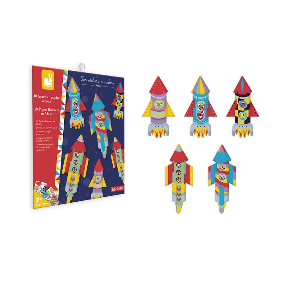 Janod Kit Créatif - 10 Fusées en Papier à Créer* Créations 3D|Tampons & Papeterie