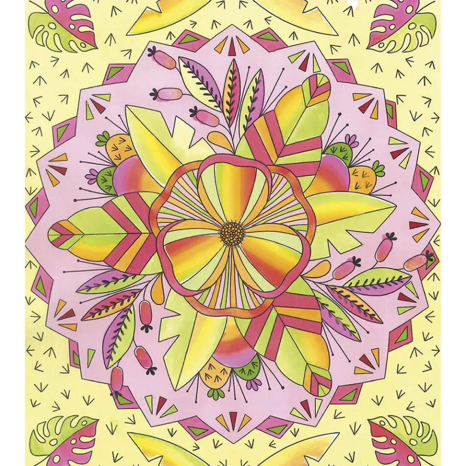 Janod Kit Créatif - 4 Tableaux Peinture Arc-en-Ciel Mandala* Peinture Par Numéro & Coloriage