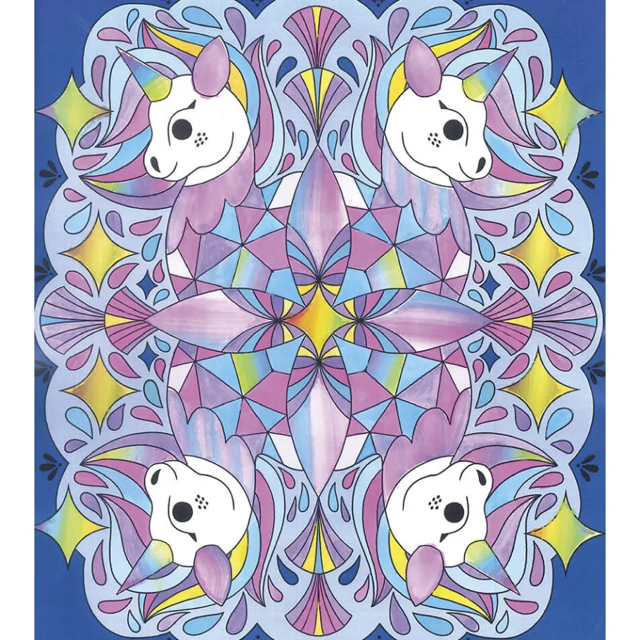 Janod Kit Créatif - 4 Tableaux Peinture Arc-en-Ciel Mandala* Peinture Par Numéro & Coloriage