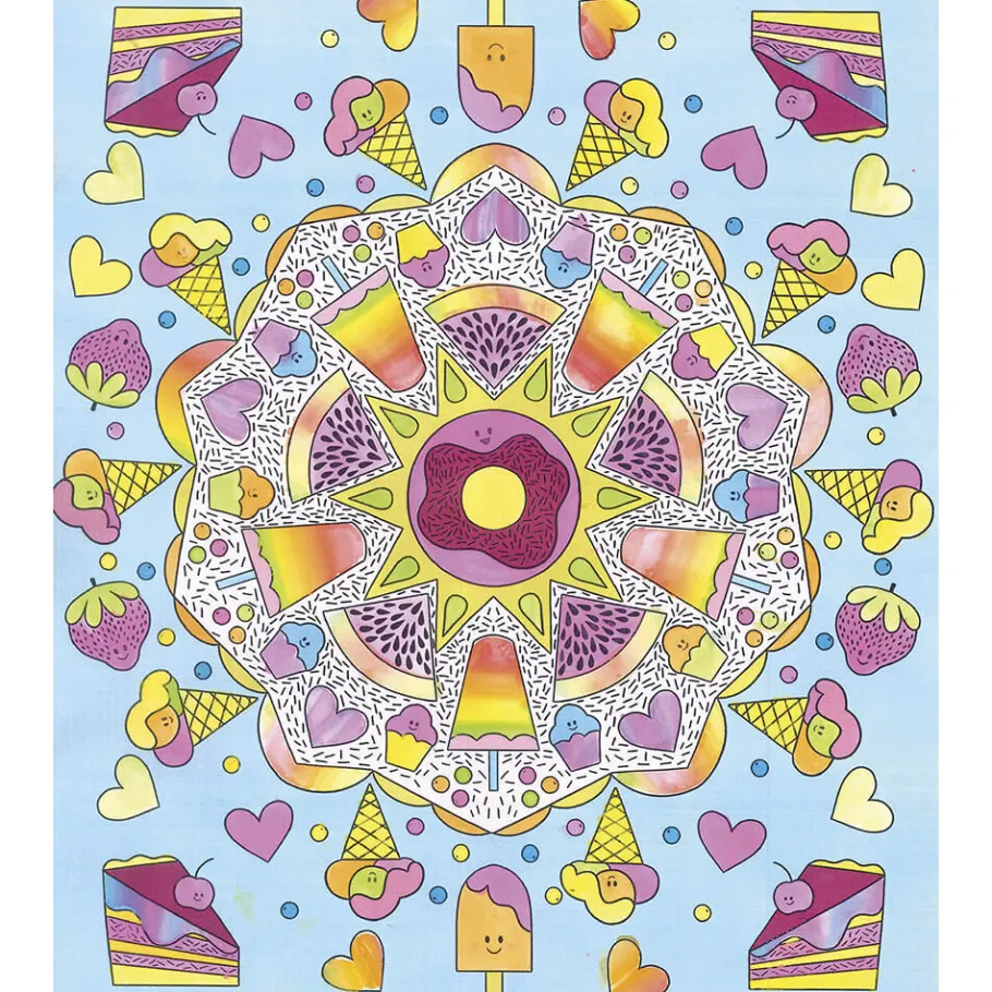 Janod Kit Créatif - 4 Tableaux Peinture Arc-en-Ciel Mandala* Peinture Par Numéro & Coloriage