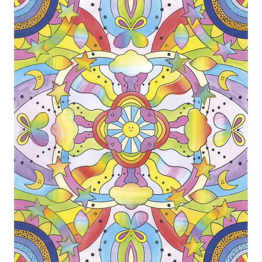 Janod Kit Créatif - 4 Tableaux Peinture Arc-en-Ciel Mandala* Peinture Par Numéro & Coloriage