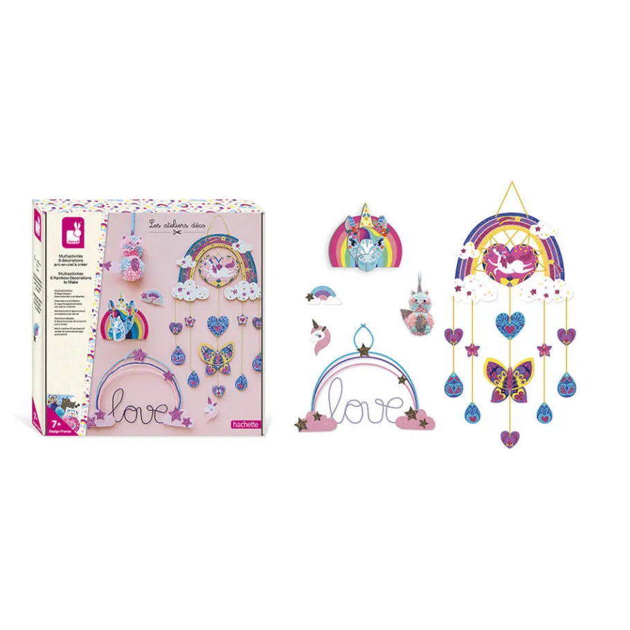 Janod Kit Créatif - Coffret Multi-Activités Arc-En-Ciel* Créations 3D|Sable, Paillettes, Dorure & Strass