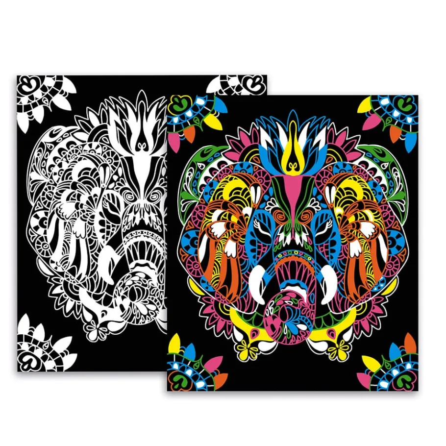 Janod Kit Créatif - Coffret Multi-Activités 17 Réalisations Animaux* Créations 3D|Peinture Par Numéro & Coloriage