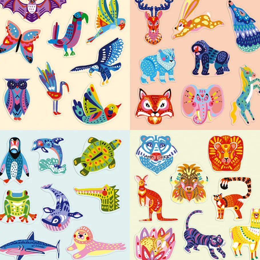 Janod Kit Créatif - Coffret Multi-Activités 17 Réalisations Animaux* Créations 3D|Peinture Par Numéro & Coloriage