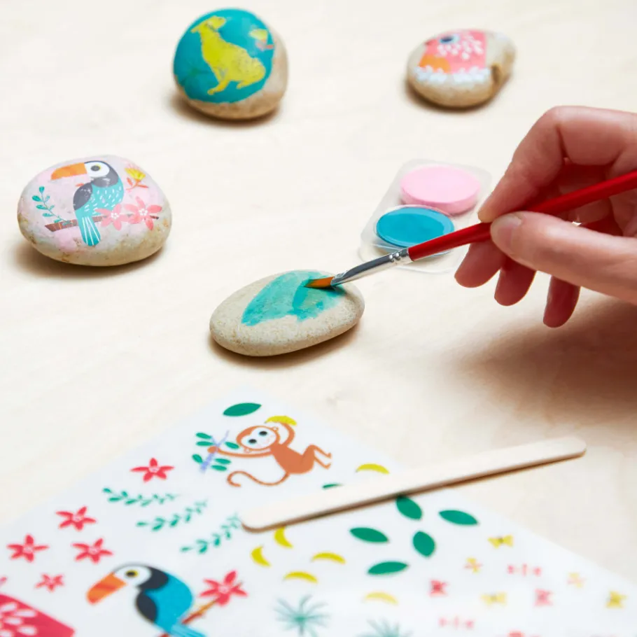 Janod Kit Créatif - Galets à Décorer* Peinture Par Numéro & Coloriage|Collection "Les Ateliers Déco"