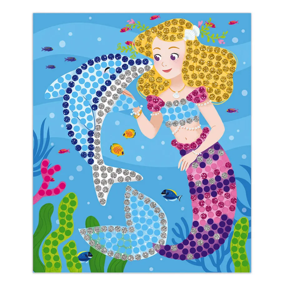Janod Kit Créatif - Mosaïques Dauphins et Sirènes* Mosaïques & Gommettes|Collection "Les Ateliers Du Calme"