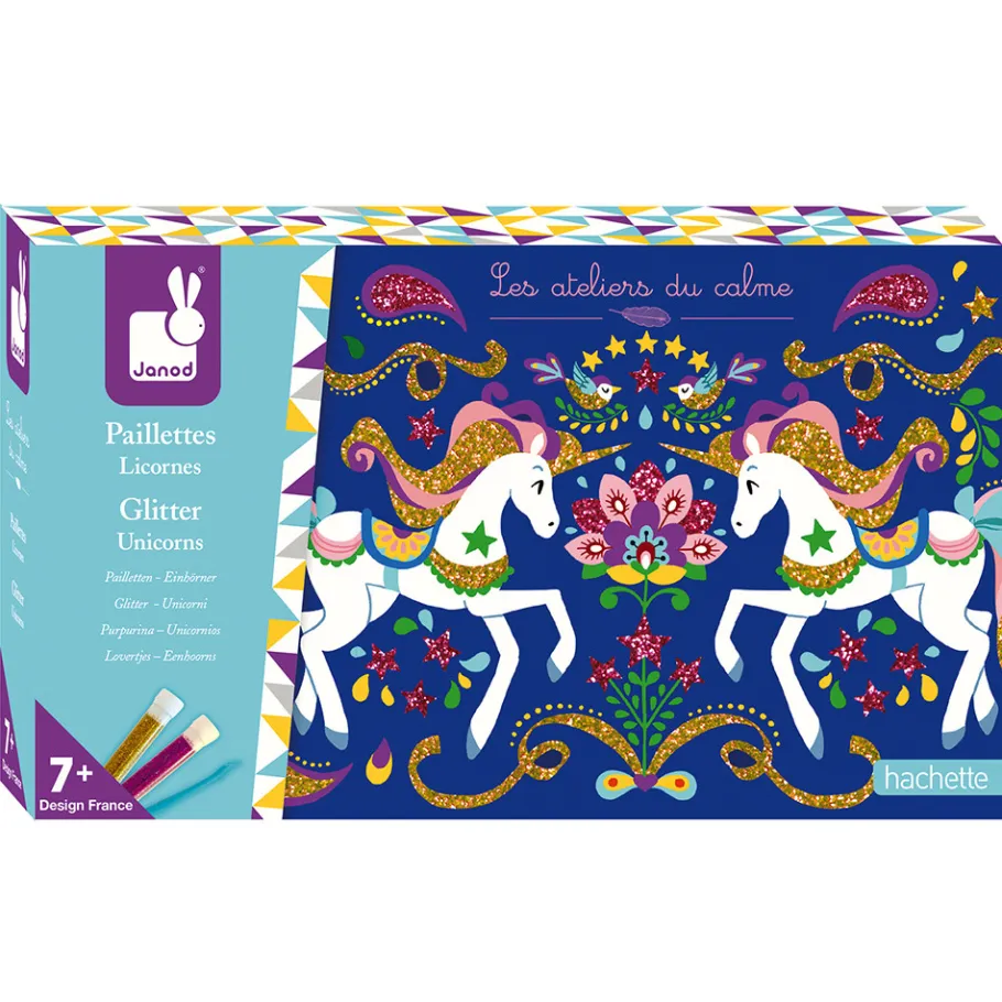 Janod Kit Créatif - Paillettes Licornes* Sable, Paillettes, Dorure & Strass|Collection "Les Ateliers Du Calme"
