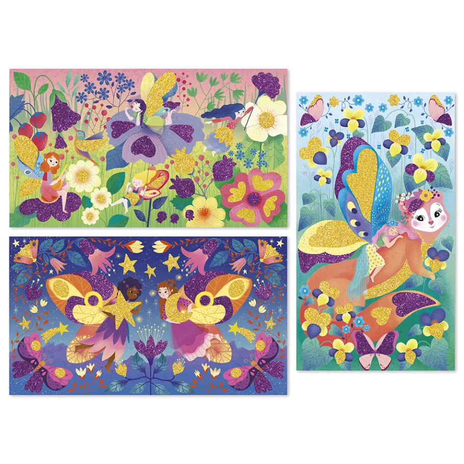 Janod Kit Créatif - Paillettes Magic Fairies* Sable, Paillettes, Dorure & Strass