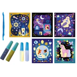 Janod Kit Créatif - Sables Phosphorescents et Paillettes Nuit Féérique* Sable, Paillettes, Dorure & Strass|Collection "Les Ateliers Du Calme"