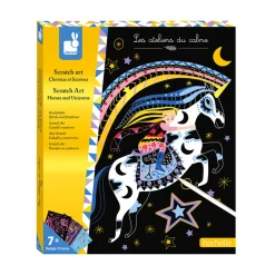 Janod Kit Créatif - Scratch Art Chevaux Et Licornes* Cartes À Gratter|Collection "Les Ateliers Du Calme"