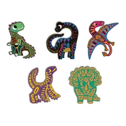 Janod Kit Créatif - Scratch Art Dinosaures Silhouettés* Cartes À Gratter|Collection "Les Ateliers Du Calme"