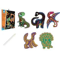 Janod Kit Créatif - Scratch Art Dinosaures Silhouettés* Cartes À Gratter|Collection