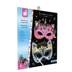 Janod Kit Créatif - Scratch Art Masques De Fête* Cartes À Gratter|Collection "Les Ateliers Du Calme"
