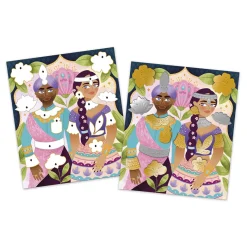 Janod Kit Créatif - Stickers en Métal à Repousser Bollywood* Cartes À Gratter|Collection "Les Ateliers Du Calme"