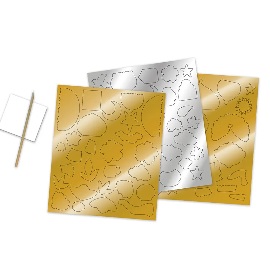 Janod Kit Créatif - Stickers en Métal à Repousser Bollywood* Cartes À Gratter|Collection "Les Ateliers Du Calme"