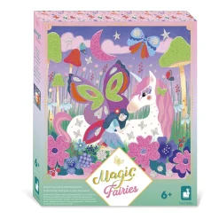 Janod Kit Créatif - Stickers et Sable Phospho Magic Fairies* Sable, Paillettes, Dorure & Strass|Collection "Les Ateliers Du Calme"