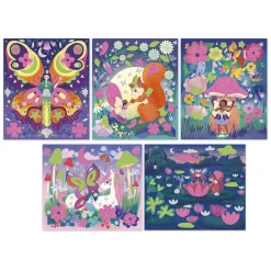Janod Kit Créatif - Stickers et Sable Phospho Magic Fairies* Sable, Paillettes, Dorure & Strass|Collection 