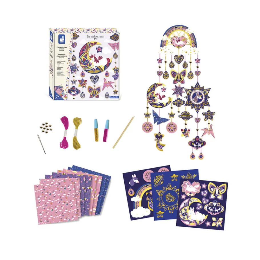 Janod Kit Créatif Attrape-Rêves Brillants* Créations 3D|Collection "Les Ateliers Du Calme"